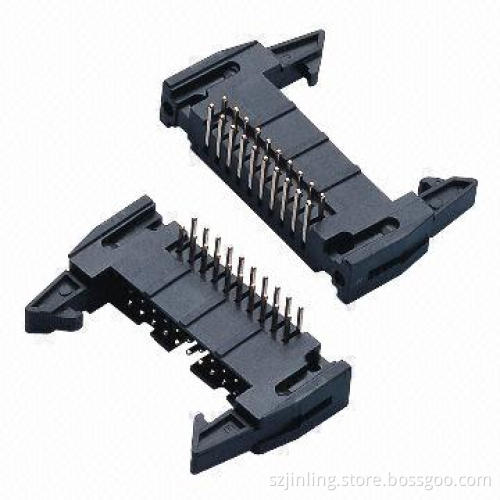 Shround Headers with Latch 2.54mm Pitch Straight and SMT Pin 6-64P Brass Contact Material